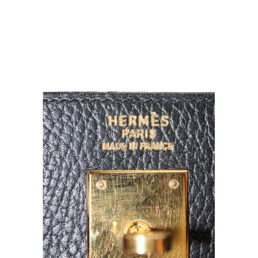 Hermes Womens Printed Kelly 35 Gold Tone Hardware Leather Handbag Black - Picture 8 of 8